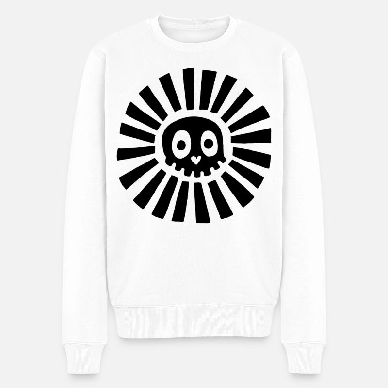 Crâne ensoleillé noir - Pull Premium bio Homme - blanc