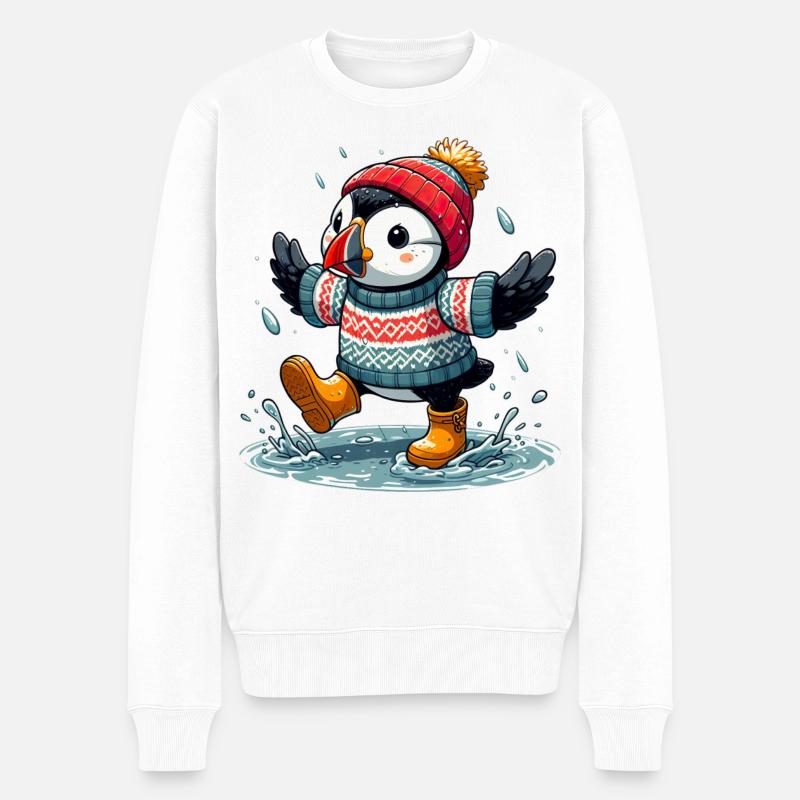 Island Puffin 12 - Männer Premium Bio Pullover - Weiß