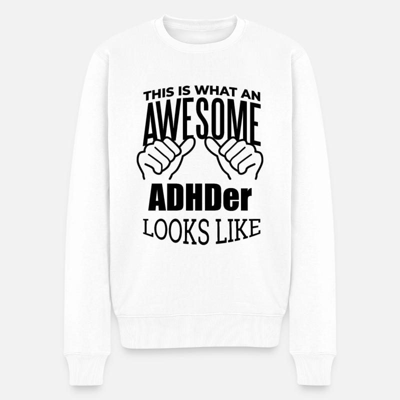 ADHS - Männer Premium Bio Pullover - Weiß