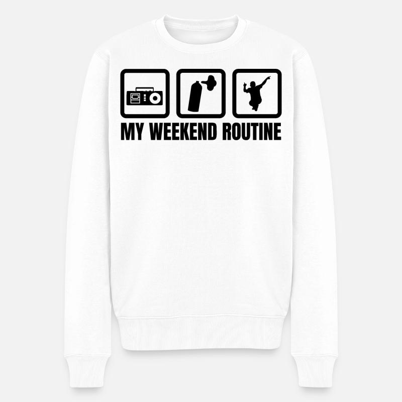 Meine Wochenendroutine - Männer Premium Bio Pullover - Weiß