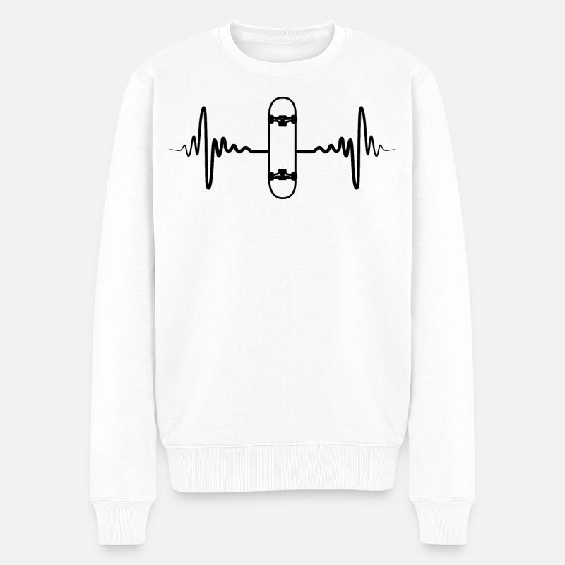 Skateboard Pulsschlag - Männer Premium Bio Pullover - Weiß