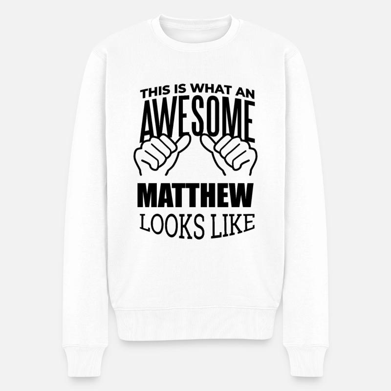 Matthew - Männer Premium Bio Pullover - Weiß