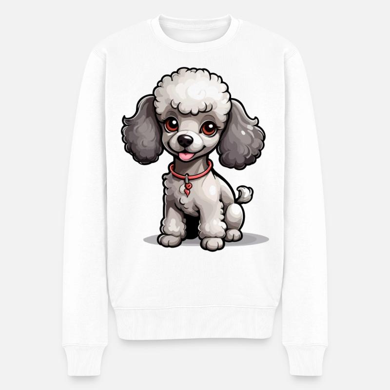 Caniche gris avec collier - Pull Premium bio Homme - blanc