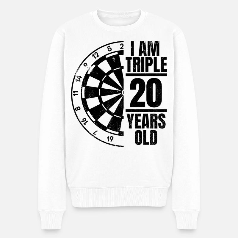 Alter Dartspieler Spruch - Männer Premium Bio Pullover - Weiß