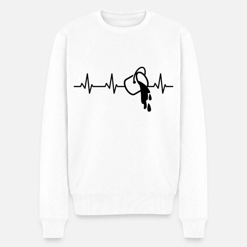 Maler Herzschlag - Männer Premium Bio Pullover - Weiß