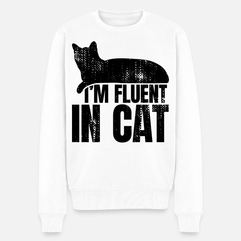 Lustiger Katzenliebhaber Spruch - Männer Premium Bio Pullover - Weiß