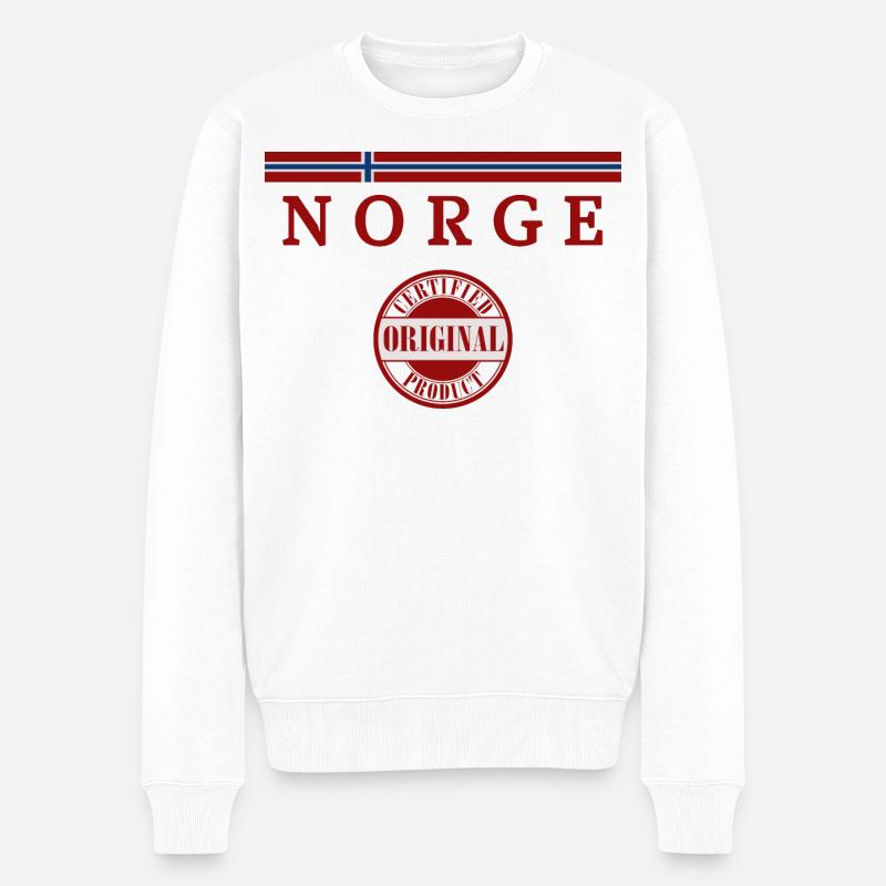 Norwegische Flagge - Männer Premium Bio Pullover - Weiß