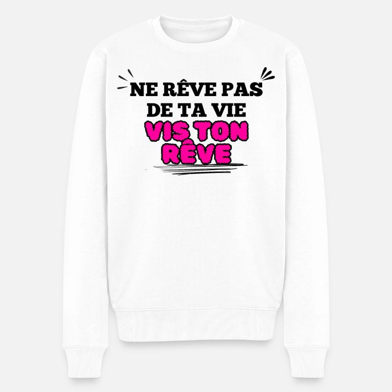 Message Inspirant Visuel florale rose - Pull Premium bio Homme - blanc