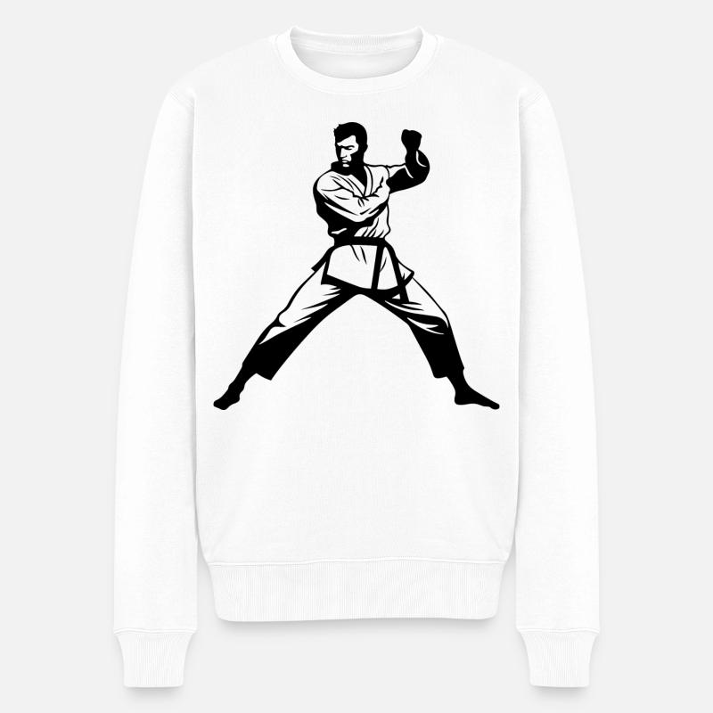 Karateka - Männer Premium Bio Pullover - Weiß