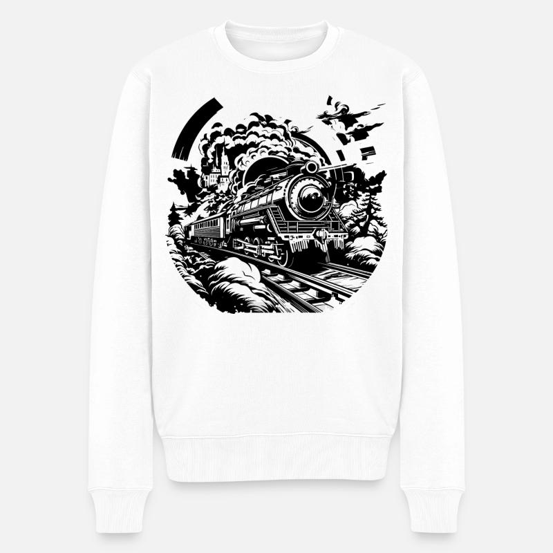 Eisenbahn - Männer Premium Bio Pullover - Weiß