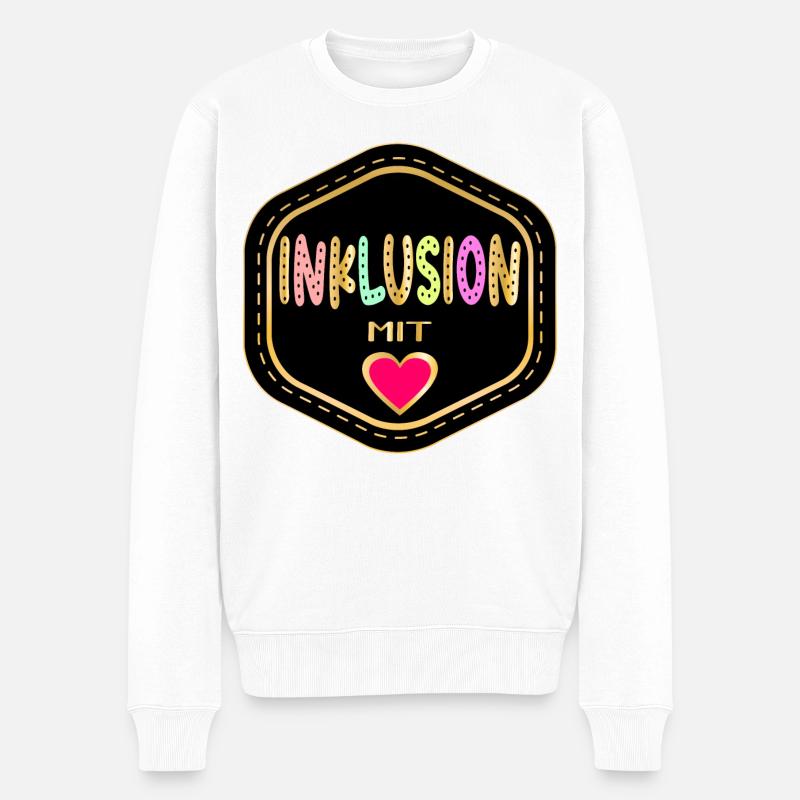 INKLUSION MIT HERZ - Männer Premium Bio Pullover - Weiß