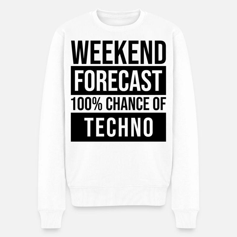 Techno - Männer Premium Bio Pullover - Weiß