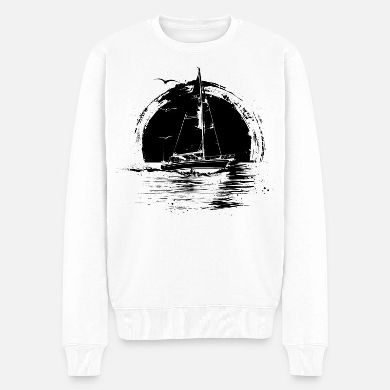 Segeln Zeichnung - Männer Premium Bio Pullover - Weiß