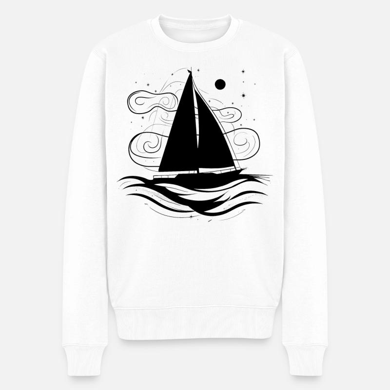 Segeln Skizze - Männer Premium Bio Pullover - Weiß