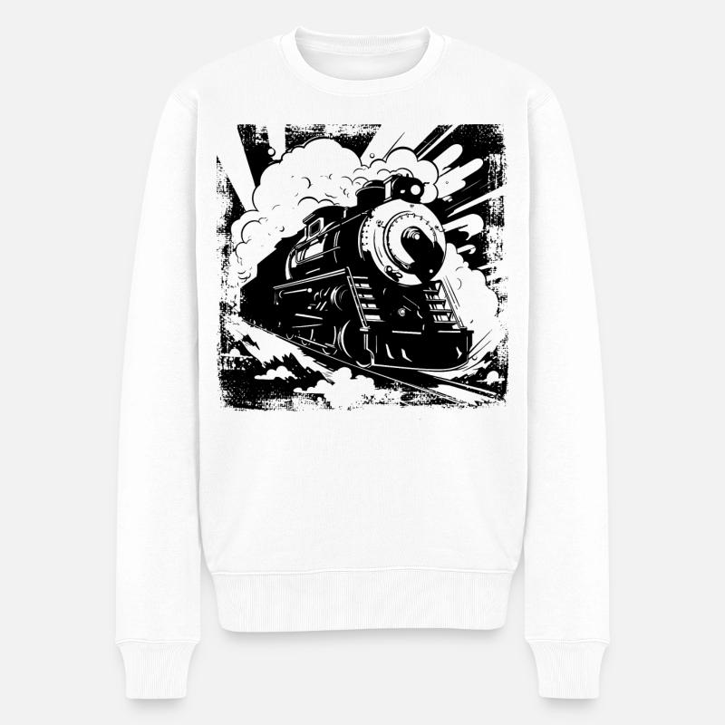 Eisenbahn - Männer Premium Bio Pullover - Weiß