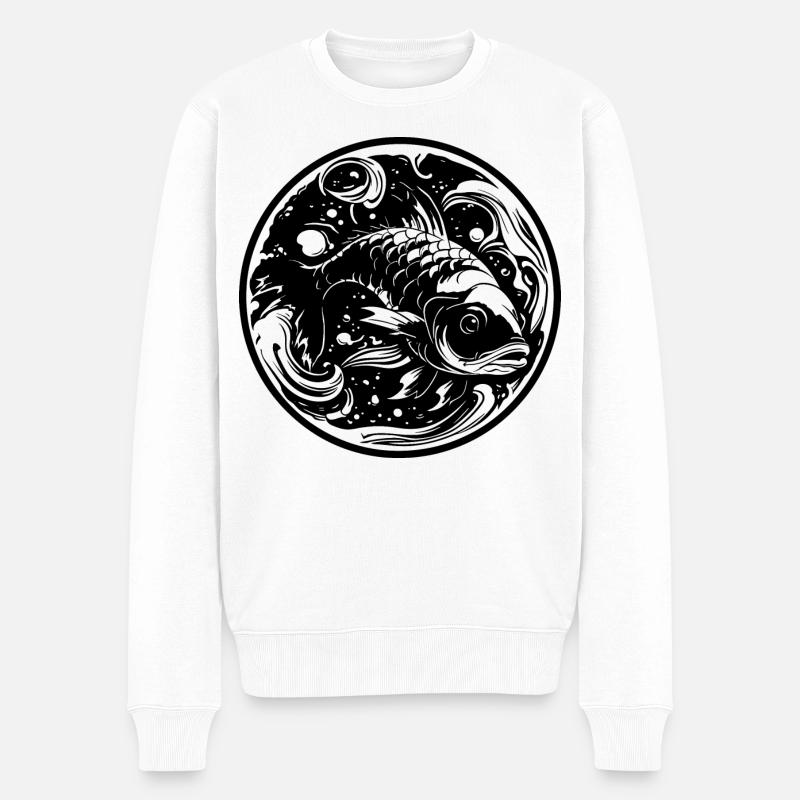 Dessin de poisson - Pull Premium bio Homme - blanc