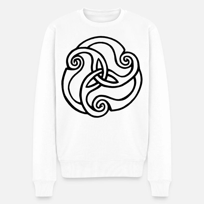 Schwarze dreiblättrige Blüte - Männer Premium Bio Pullover - Weiß