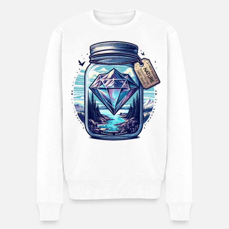 Diamant Natur Landschaft im Glas - Männer Premium Bio Pullover - Weiß
