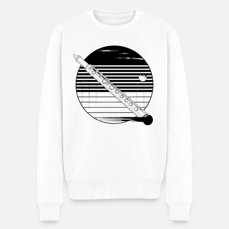 Flöte Skizze - Männer Premium Bio Pullover - Weiß