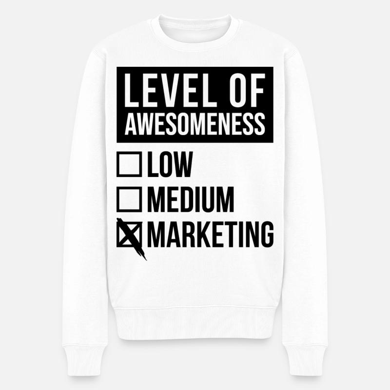 Marketing - Männer Premium Bio Pullover - Weiß