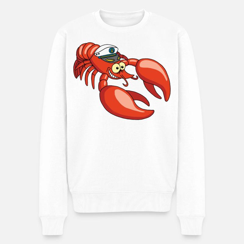 Hummer-Kapitän - Männer Premium Bio Pullover - Weiß