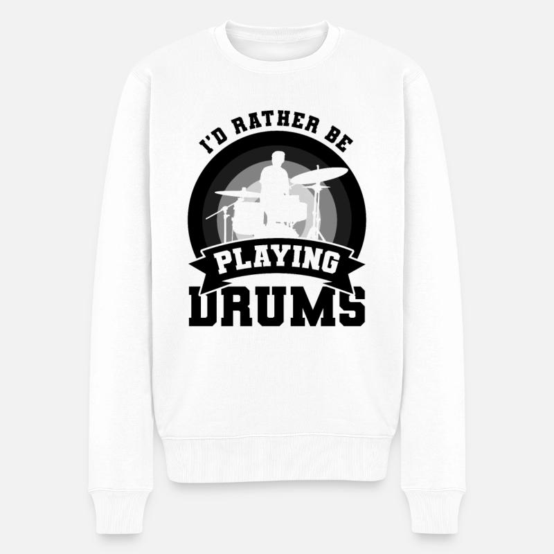 Schlagzeuger Witz - Männer Premium Bio Pullover - Weiß