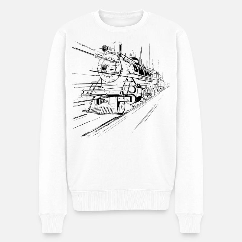 Train - Pull Premium bio Homme - blanc