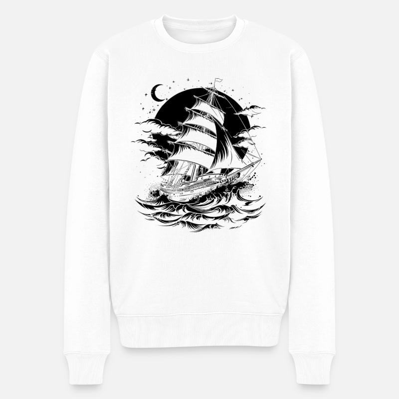 Segelschiff - Männer Premium Bio Pullover - Weiß
