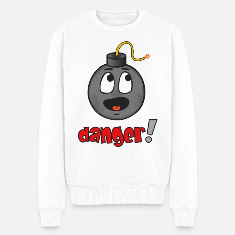 Danger Visage Explosif - Émoticône Drôle - Pull Premium bio Homme - blanc