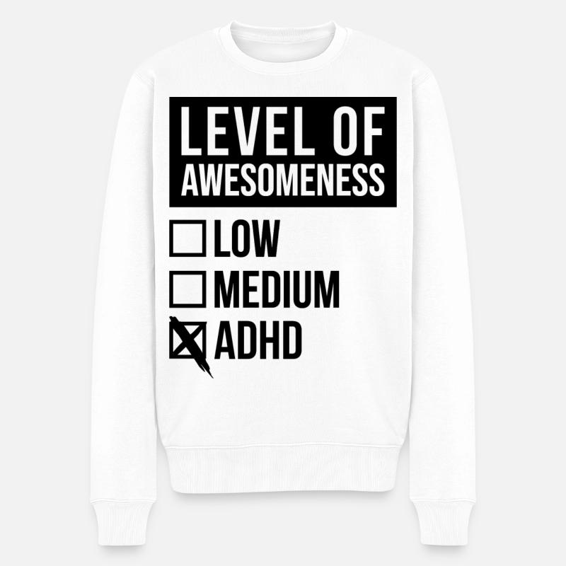 ADHS - Männer Premium Bio Pullover - Weiß