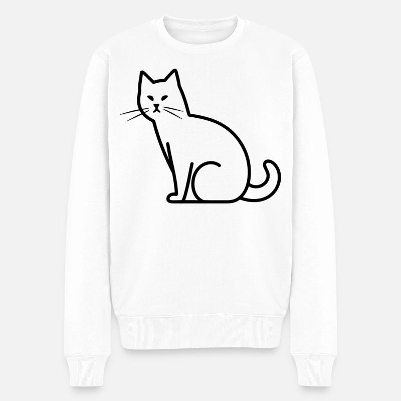 Katze Zeichnung - Männer Premium Bio Pullover - Weiß