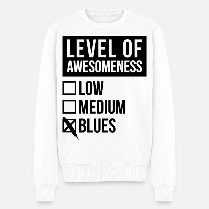 Blues - Männer Premium Bio Pullover - Weiß