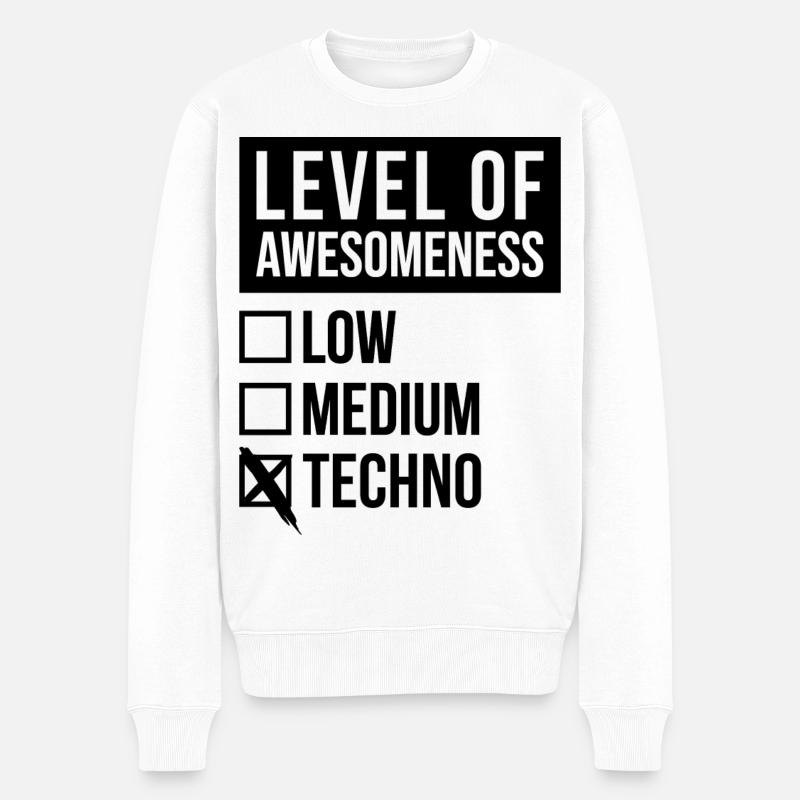 Techno - Männer Premium Bio Pullover - Weiß