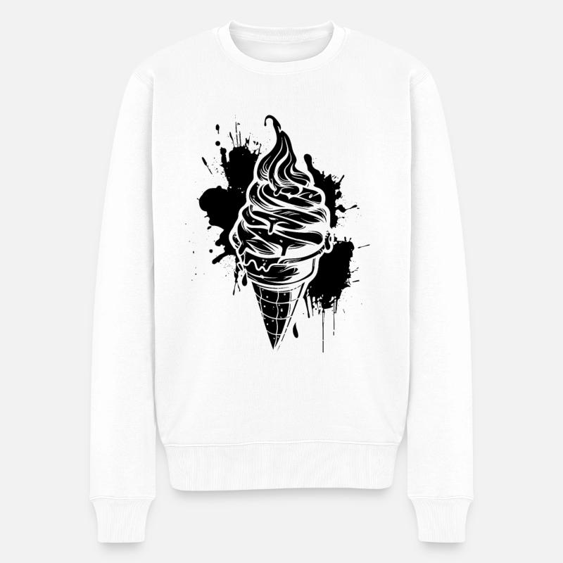 Eiswaffel Softeis - Männer Premium Bio Pullover - Weiß