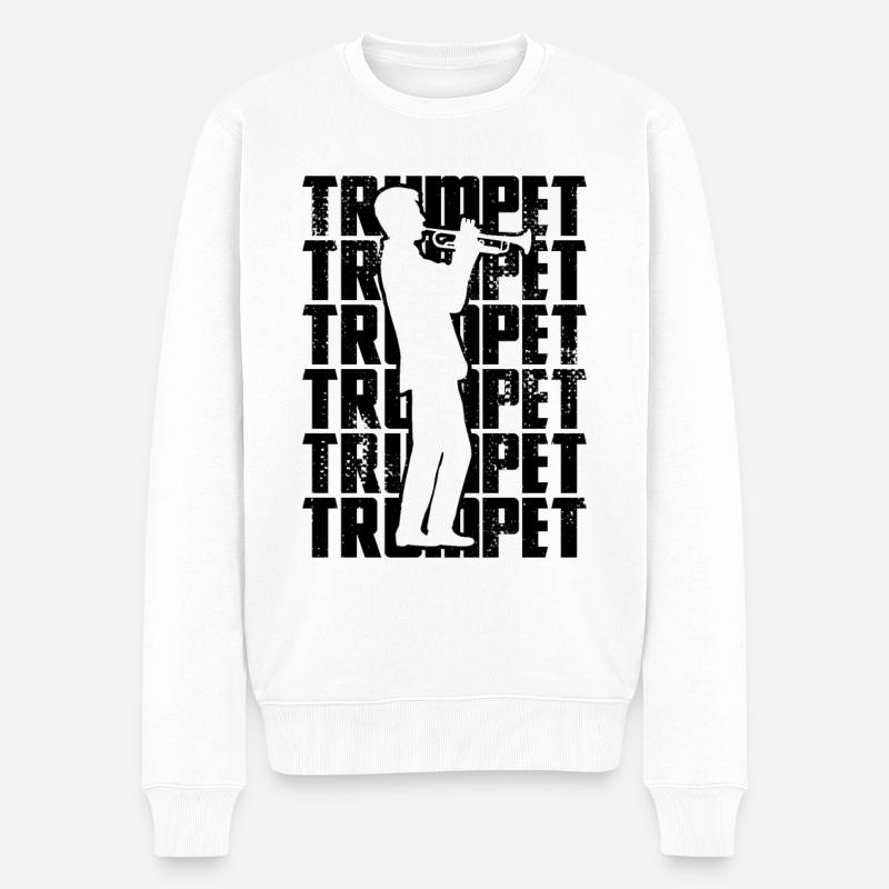 Trompete - Männer Premium Bio Pullover - Weiß