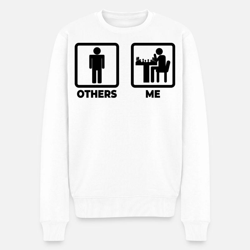 Lustiger Schachspieler - Männer Premium Bio Pullover - Weiß