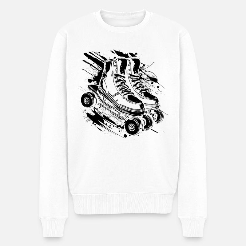 Rollschuhe Streetart - Männer Premium Bio Pullover - Weiß