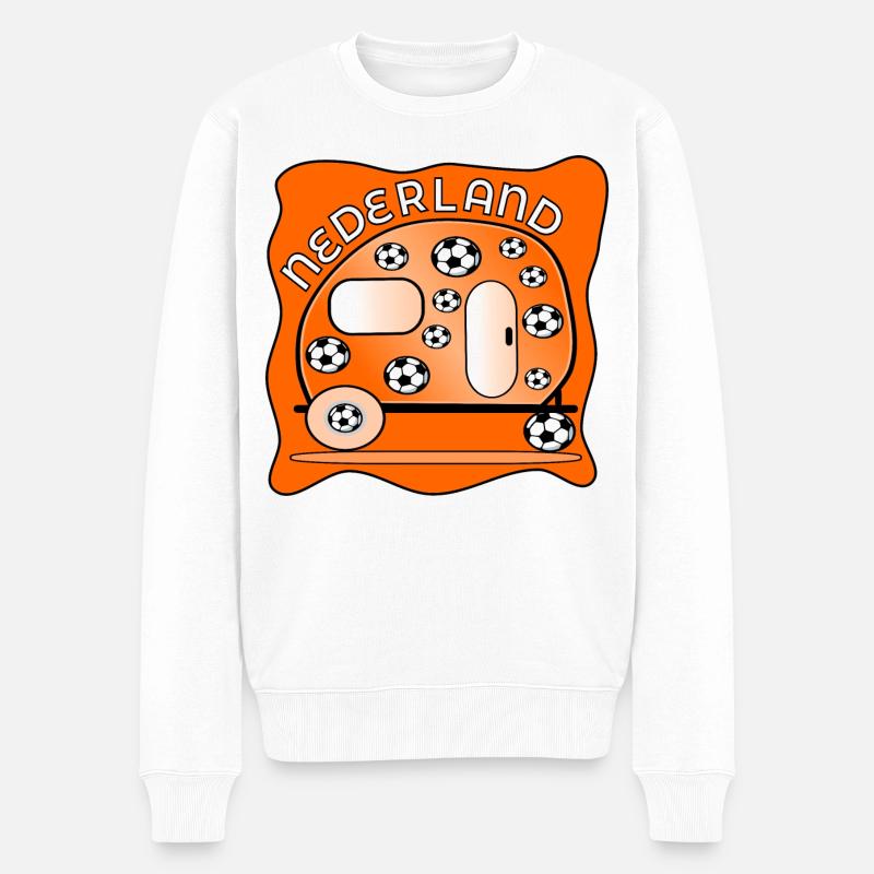 NIEDERLANDE CAMPING FUßBALL - Männer Premium Bio Pullover - Weiß