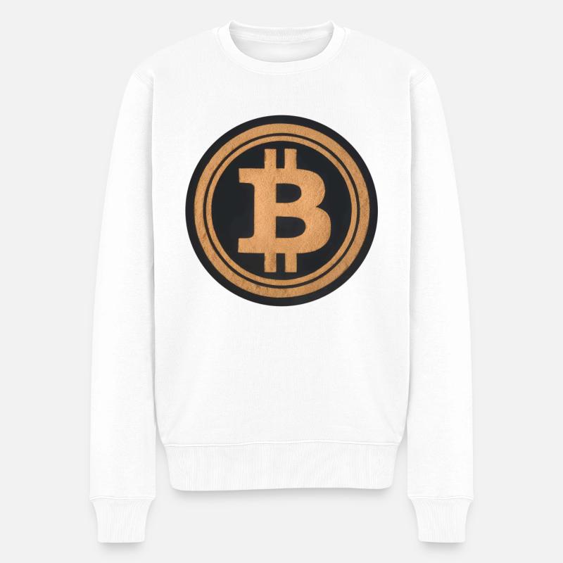 Die digitale Währung im Wüstensand - Männer Premium Bio Pullover - Weiß