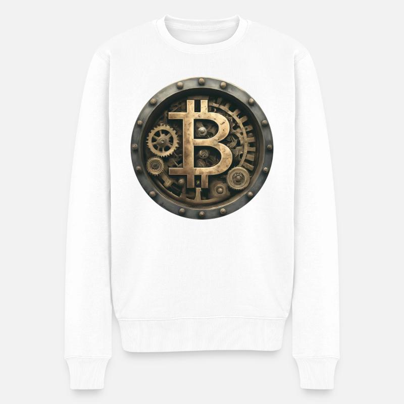 Die Bitcoin-Maschine - Männer Premium Bio Pullover - Weiß
