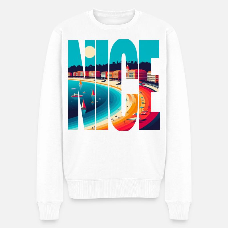 Nice Riviera Arc en Couleurs - Pull Premium bio Homme - blanc