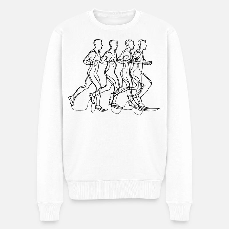 Läufer Zeichnung - Männer Premium Bio Pullover - Weiß