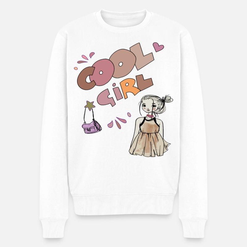 Cool Girl, Mädchen - Männer Premium Bio Pullover - Weiß