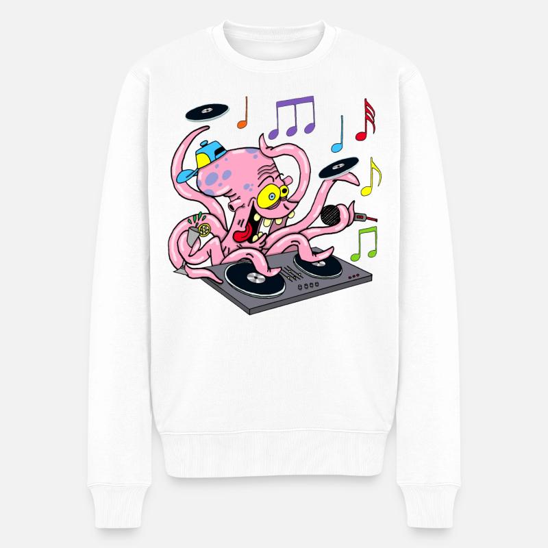 Pieuvre deejay - Pull Premium bio Homme - blanc