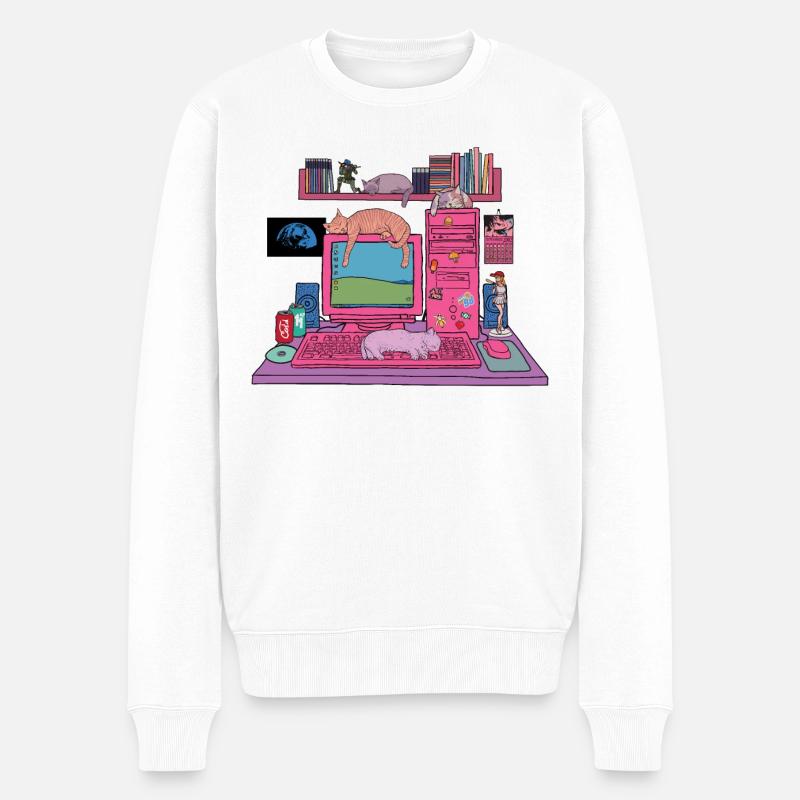 Vaporwave Nostalgia V01 - Männer Premium Bio Pullover - Weiß