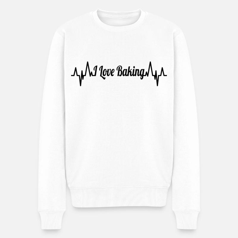 Ich liebe Backen Pulsschlag - Männer Premium Bio Pullover - Weiß