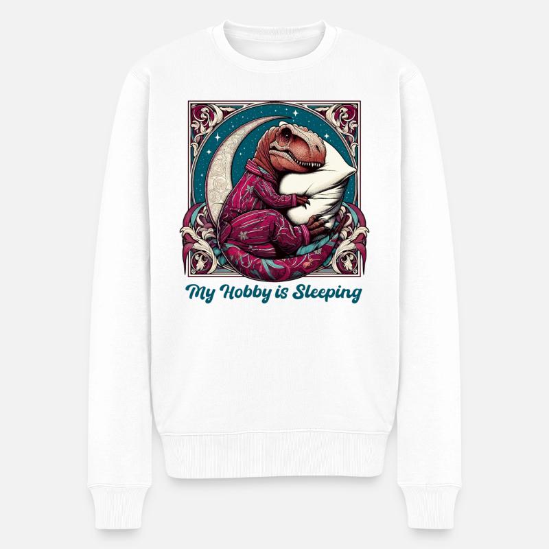 T-Rex Sleeping Hobby Cadeau - Pull Premium bio Homme - blanc