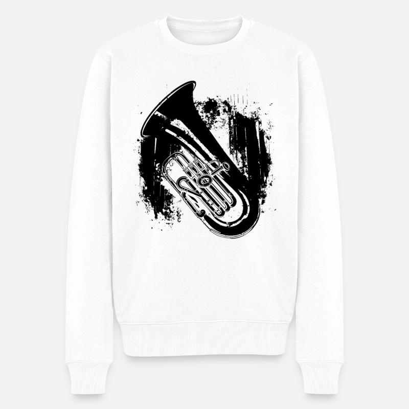 Tuba Zeichnung - Männer Premium Bio Pullover - Weiß
