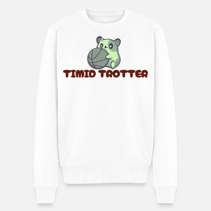 Timid Trotter : slogans opossum - Pull Premium bio Homme - blanc