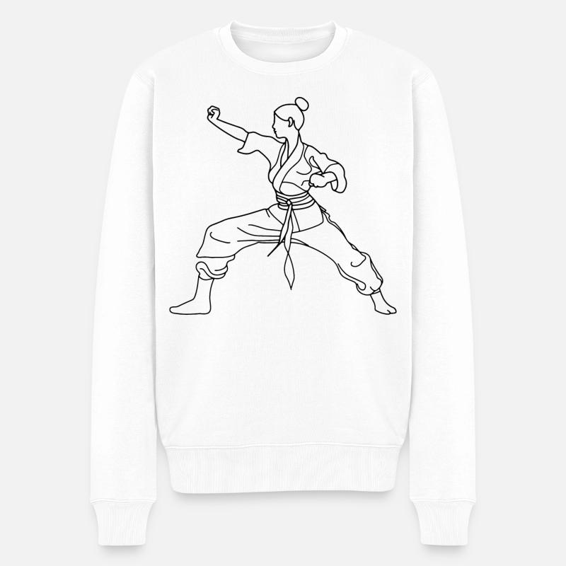 Karate Mädchen Line Art - Männer Premium Bio Pullover - Weiß